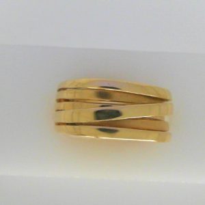 Yellow 18 Karat Polished & Satin Band Estate Ring Width 5.9 mm 
Size: 4.75 
Gram Weight 5 gr