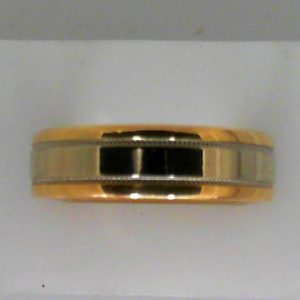 Yellow/White 14 Karat Polished Band Estate Ring 
Size: 8.5 
Gram Weight 7.74 gr