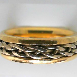 Yellow/White 14 Karat Polished Band Estate Ring 
Size: 10 
Gram Weight 12.35 gr