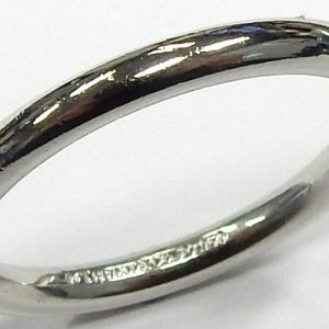 Tiffany & Co. White Platinum Polished Band Estate Ring Width 2.6 mm
Size: 9.5
Gram Weight 7.3 gr