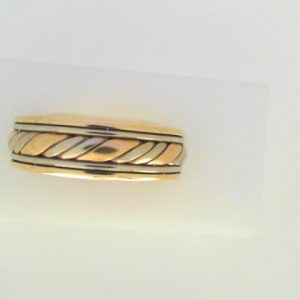 Yellow/White 14 Karat Polished Band Ring 
Size: 10 
Gram Weight 10.31 gr