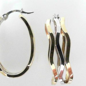 Yellow/White 18 Karat Polished Medium Hoop Estate Earring
Gram Weight 6.6 gr
