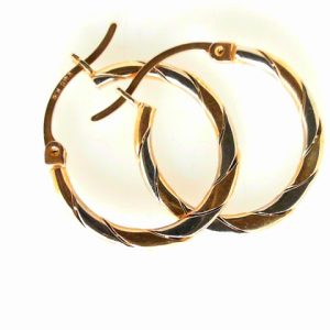 Yellow/White 10 Karat Polished Medium Hoop Estate Earring
Gram Weight 1.58 gr