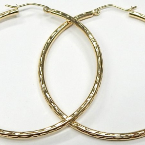 Yellow 10 Karat Polished Large Hoop Estate Earring 
Gram Weight 2.5 gr