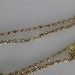 Yellow 14 Karat Polished Rope Estate Chain Width 4.4 mm
Length 26 in
Gram Weight 18.4 gr