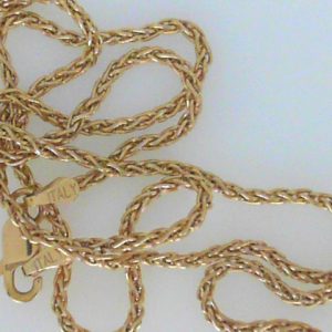 Yellow 14 Karat Polished Wheat Estate Chain
Length 18 in
Gram Weight 6 gr