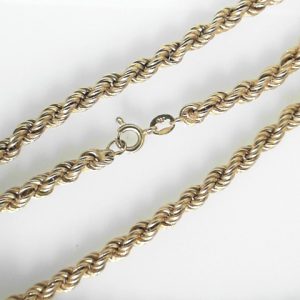 Yellow 18 Karat Polished Rope Estate Chain Width 4.25 mm
Length 27 in
Gram Weight 16.7 gr