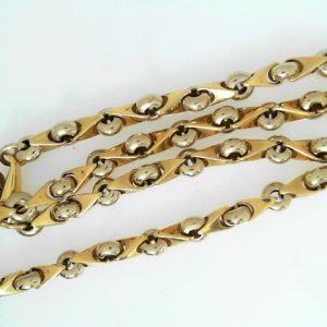Sauro Yellow 18 Karat Polished Fancy Link Estate Chain
Length 20 in
Gram Weight 90.33 gr