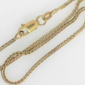 Yellow 14 Karat Polished Box Estate Chain Width 1.5 mm 
Length 18 in 
Gram Weight 4.6 gr