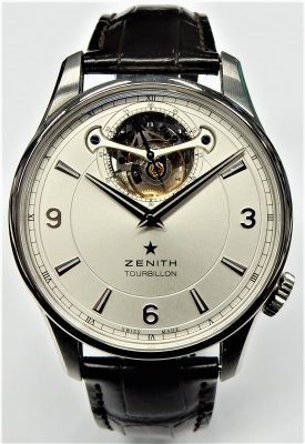 Gents Estate Watch - Misc Zenith Complicated 2015
Vendor Style #: Zenith Captain Tourbillon 03.2190.40 41/01.C498
StainlessSteel Strap
Dial:Silver
Box Included/Papers Included
Condition Original Invoice States $30,000.00 plus tax
1 Year Warranty