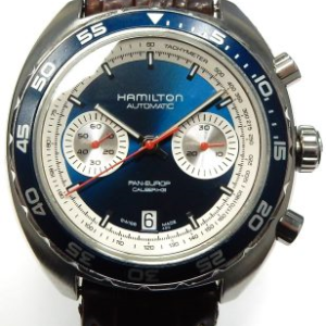 Gents Estate Watch Hamilton Chronograph 
Vendor Style #: H357160 PanEurop Ltd. Ed. 0443/1971
46mm StainlessSteel Strap 
Dial:blue/silver hash
Box Included/Papers Included
Condition Good
1 Year Warranty