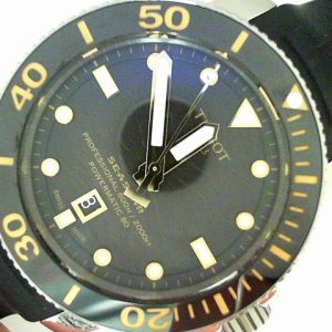 Gents Tissot SeaStar 2000 T120607A SN XYH UE0 K2F 46mm stainless steel case black dial on black rubber strap with box, papers, and original receipt.