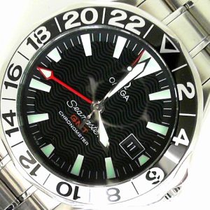 Estate Omega Complicated Year: 2007
Vendor Style #: 2243.50.00 Seamaster 50th Anniversay GMT SN: 80821442 
41mmmm StainlessSteel
Dial: Black hash 
Box Included/Papers Included
Condition Good
1 Year Warranty