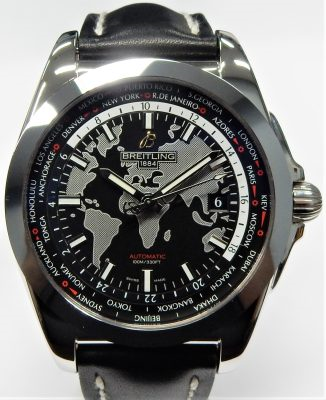 Breitling world timer on strap WB3510U4/BD94 SN 4334819 with box and papers.
Gents Estate Watch - Breitling Dress
Vendor Style #: WB3510U4/BD94 4334819
StainlessSteel Strap
Dial:
Box Included/Papers Included
Condition
1 Year Warranty