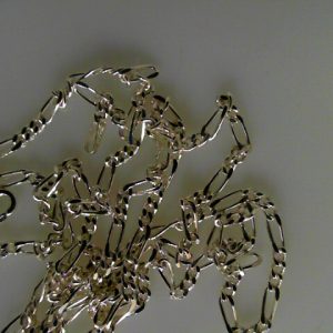 White Sterling Silver Polished Figaro Chain
Length 22 in
Gram Weight 5.7 gr