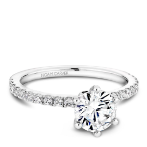 Diamond Semi-Mount Ring 
14 Karat White Ring 
Finger Size 6.5 
22 Center Diamonds Shape: Round; Clarity: VS2; Colour: F/G 0.35