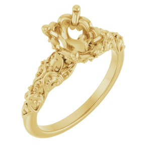 Diamond Semi-Mount Ring 
14 Karat Yellow Ring 
Finger Size 6.5 Gram Weight 4.01