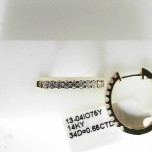 Lady's Yellow Medium Hoop Diamond Earrings 30=0.65tw Round Diamonds
