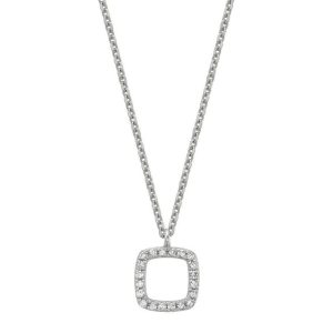 Diamond Pendant/Necklace 
14 Karat White Diamond Pendant 
 Chain Style: Cable Link 14 Karat White Length: 18in 
20 Center Diamonds Shape: Round 0.06
