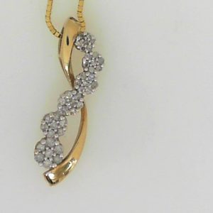 Estate Diamond Pendant/Necklace 
10 Karat Yellow Estate Diamond Pendant 
Gram Weight 2.04 Chain Style: No Chain 
35 Center Diamonds Shape: Round 0.01