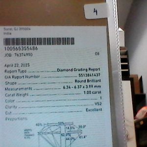 Loose Diamond 
1 Diamond 1.00tw Shape: Radiant Clarity: VS2 Colour: I 
GIA 5513841437