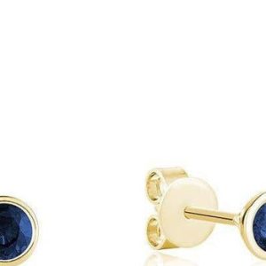 Earrings with Sapphires 
10 Karat Yellow Blue Sapphires Earrings 
 
2 Center Sapphires Shape: Round; Colour: Blue