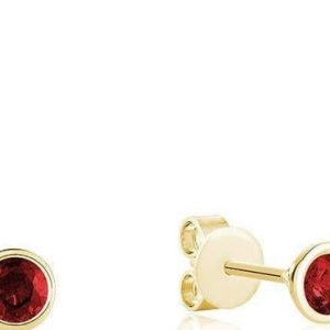 Earrings with Rubies 
10 Karat Yellow Rubies Earrings 
 
2 Center Rubies Shape: Round