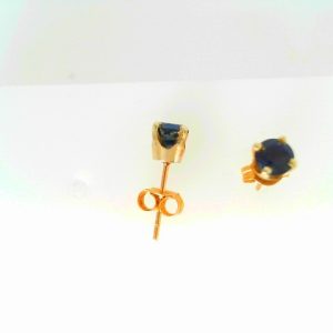 Estate Earrings With Sapphires 
14 Karat Yellow Blue Sapphires Earrings 
 Gram Weight 0.8 
2 Center Sapphires 4.20ct Shape: Round; Colour: Blue