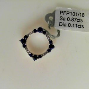 Sapphires Pendant 
18 Karat White Sapphires Pendant 
 
12 Center Sapphires Shape: Round With 12 Round Diamonds 0.11 ctw
