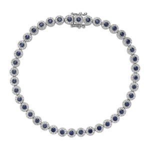 Bracelet with Sapphires 
14 Karat White Sapphires Bracelet 
 
40 Center Sapphires Shape: Round With 400 Round Diamonds 1.01 ctw