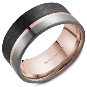 Rose/Grey/Black Tantalum Satin Band Ring Width 9 mm 
Size: 10