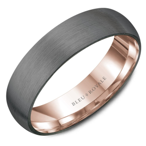 Rose/Grey/Black Tantalum/14K Satin Band Ring Width 6 mm 
Size: 10