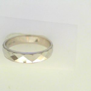 White 10 Karat Polished Band Ring Width 5 mm 
Size: 10.75 
Gram Weight 4.43 gr