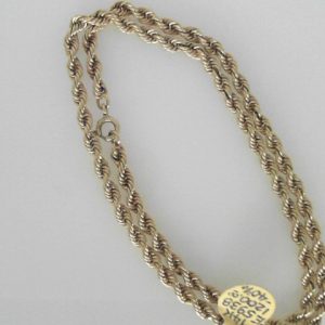 Yellow 14 Karat Polished Rope Estate Chain 
Length 16 in 
Gram Weight 9.5 gr