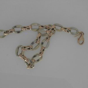 Rose/White 14 Karat Polished Fancy Link Estate Bracelet 
Length 7.5 in 
Gram Weight 4.6 gr