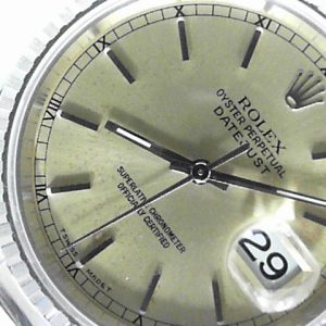 Gents Rolex DateJust 35 16220 SN T319282 on Oyster bracelet with box and papers.
Gents Estate Watch - Rolex Dress 
Vendor Style #: 16220 T319282 
 StainlessSteel
Dial:
Box Included/Papers Included
Condition 
1 Year Warranty