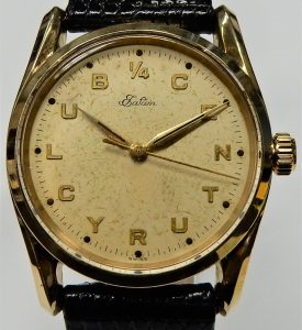 Estate Rolex Dress Year: 1961
Vendor Style #: 001-17200-001 Eatons 1/4 Century Club SN: 737375 Strap
34mm 14 Karat
Dial: parchment Arabic letters 
Box Not Included/Papers Not Included
Condition Fair
1 Year Warranty