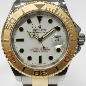 Estate Rolex Divers Year: 2007
Vendor Style #: 16623 Yacht-Master two tone SN: Z520340 Oyster
40mmmm 18K/Stainless Steel
Dial: White black plots 
Box Not Included/Papers Not Included
Condition Very good
1 Year Warranty. Short bracelet (10 full sized