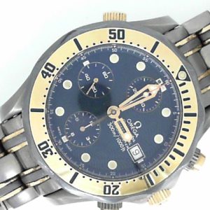 Estate Omega Chronograph 
Vendor Style #: 2296.80.00 Seamaster diver chrono SN: 48616232 
41mm Titanium
Dial: Blue plots 
Box Included/Papers Included
Condition Good
1 Year Warranty
