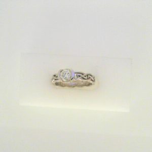 Diamond Engagement Ring 
14 Karat White Engagement Ring 0.5twt
Finger Size 6.5 Gram Weight 3.4gram weight 
 Center Diamond Shape: Round Clarity: SI1 Colour: J 0.5