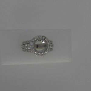Estate Diamond Semi-Mount 
14 Karat White Estate Semi-Mount Ring 
Finger Size 7.25 Gram Weight 8.9 
50 Center Diamonds Shape: Round; Clarity: VS-SI; Colour: G/H 1.59