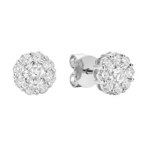 Diamond Earrings 
14 Karat White Diamond Earrings 
Gram Weight 1.85 
18 Center Diamonds Shape: Round 1.05