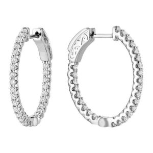 Diamond Earrings 
14 Karat White Diamond Earrings 
Gram Weight 4.88 
52 Center Diamonds Shape: Round 0.9