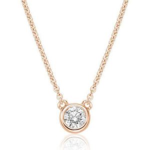 Diamond Pendant/Necklace 
14 Karat Rosé Diamond Pendant 
 Chain Style: Cable Link 14 Karat Rosé Length: 17in 
 Center Diamond Shape: Round 0.13