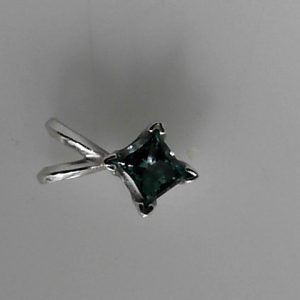 Estate Diamond Pendant/Necklace 
14 Karat White Estate Diamond Pendant 
 Chain Style: No Chain 
1 Center Diamond 0.43ct Shape: Princess 0.43