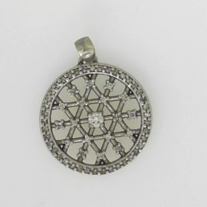 Estate Diamond Pendant/Necklace 
10 Karat White Estate Diamond Pendant 
Gram Weight 2.2 Chain Style: No Chain 
60 Center Canadian Diamonds Shape: Round 0.25