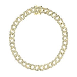Diamond Bracelets 
14 Karat Yellow Diamond Bracelet Length: 7.5in 
Gram Weight 10.47 
587 Center Diamonds Shape: Round 1.65
