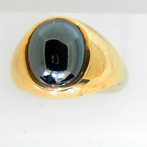 Hematite Estate Ring 
10 Karat Yellow Hematite Ring With Finger Size 8.25 
 Gram Weight 6.89 
1 Center Hematite Shape: Oval