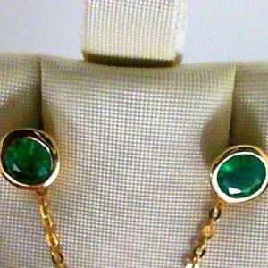 Earrings with Emeralds 
10 Karat Yellow Emeralds Earrings 
 
2 Center Emeralds Shape: Round