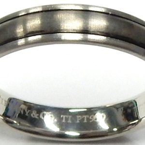 TIffany White/Grey Platinum and Titanium Satin Band Estate Ring Width 4.5 mm 
Size: 10.5 
Gram Weight 6.32 gr